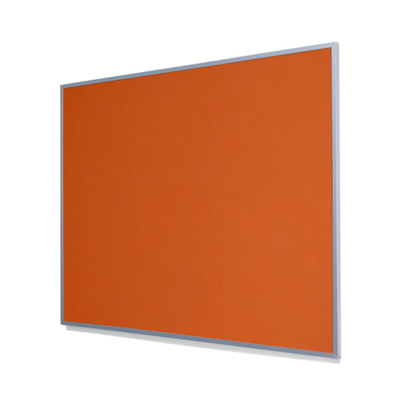 2211 Tangerine Zest Colored Cork Forbo Bulletin Board with Narrow Light Aluminum Frame